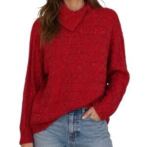 Vintage Red Confetti Wool‎ Blend Sweater Large Chunky Knit Cozy Cottagecore